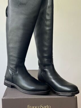Franco Sarto Black Leather Knee-High Riding Boots